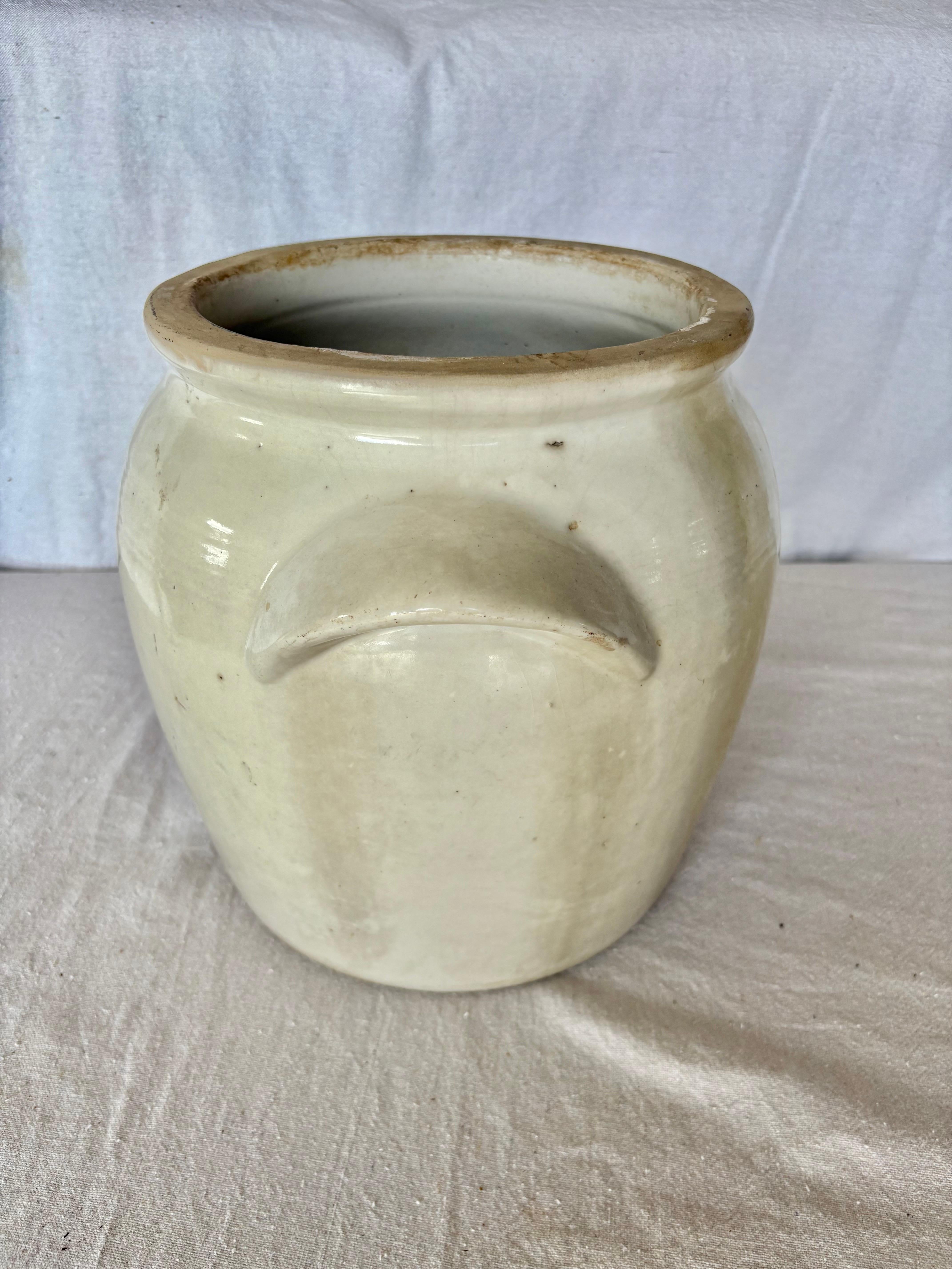 Hand-Crafted Early 20th Century French Pottery Confit Pot For Sale