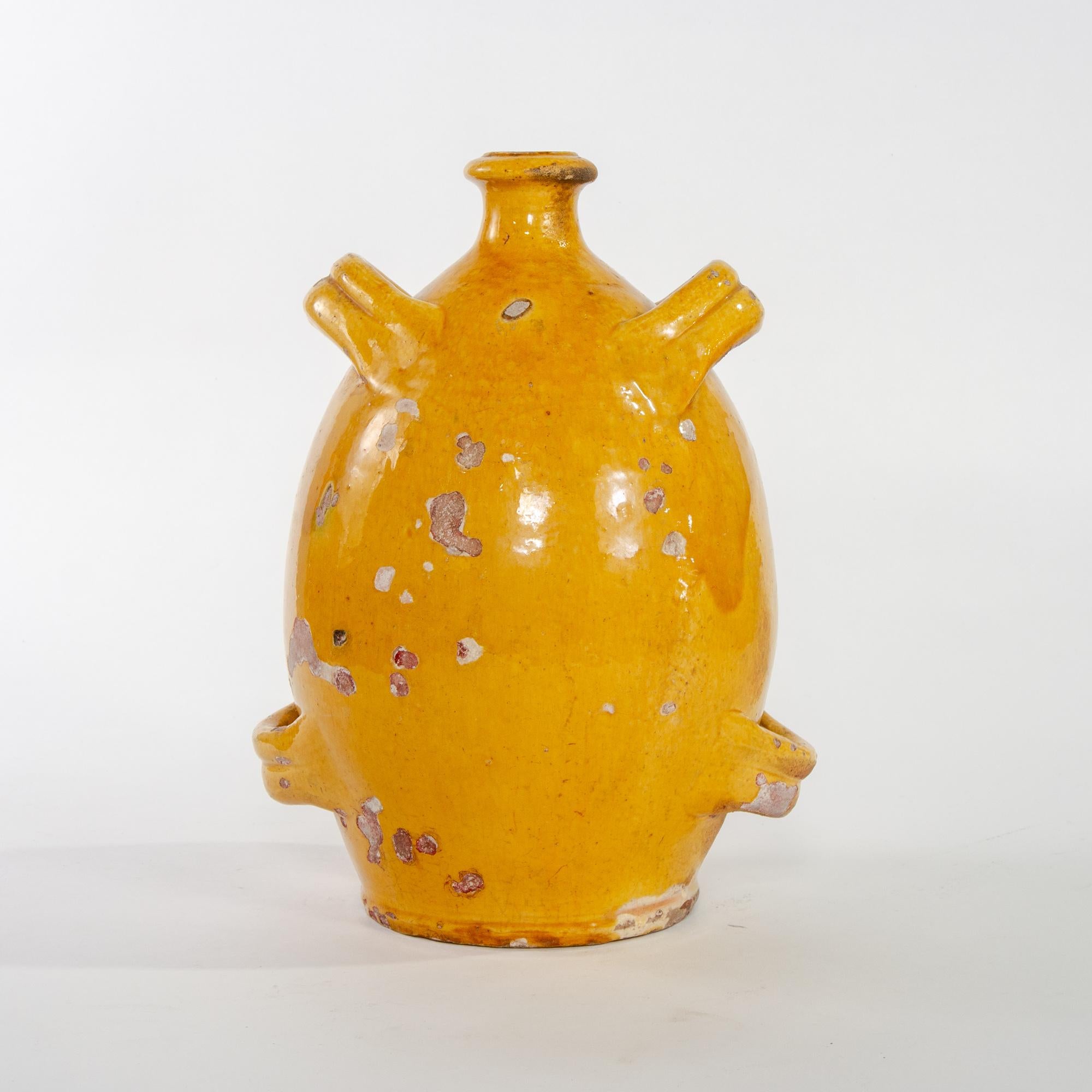 Early 20th Century French Pottery Jug with Mustard Glaze 1