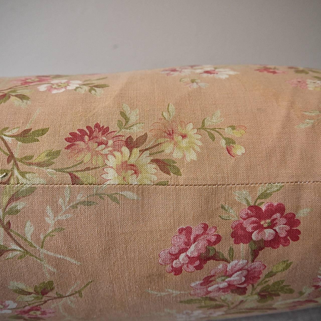 Cotton Early 20th Century French Pretty Floral Bobble Trim Pillow