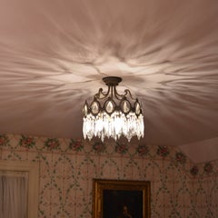 Early 20th Century French Prism Flush Mount Light