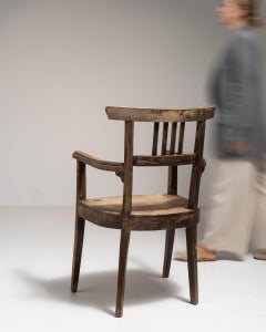 Early 20th Century French Provincial Oak Club Chair, Weathered Finish