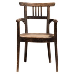 Early 20th Century French Provincial Oak Club Chair, Weathered Finish