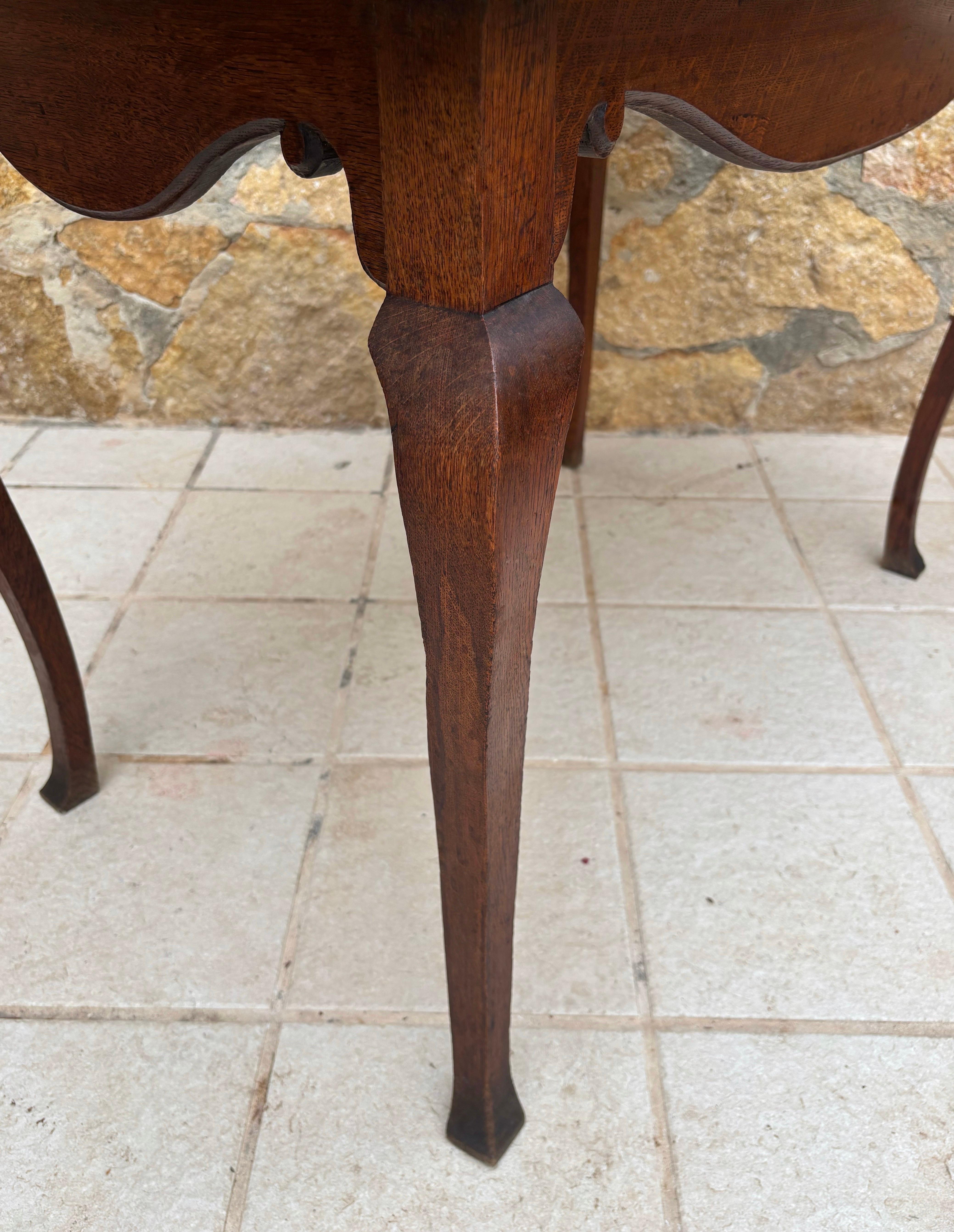 Hand-Crafted Early 20th Century French Provincial Oak Console Table For Sale