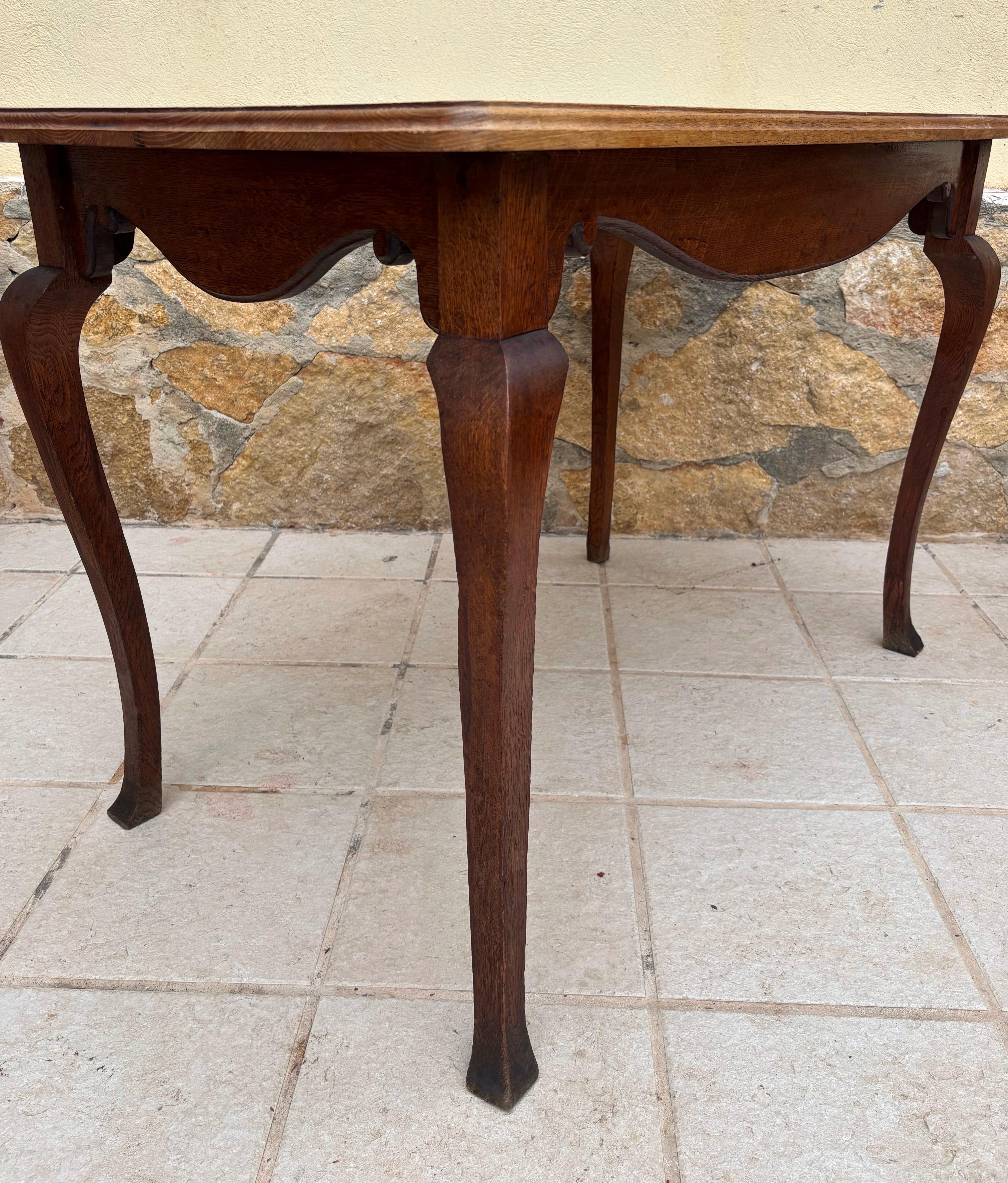 Hardwood Early 20th Century French Provincial Oak Console Table For Sale