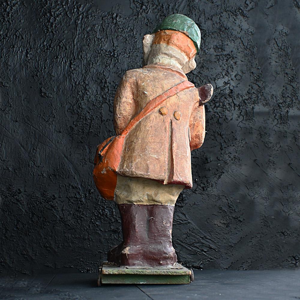 Paper Early-20th Century French Pull along papier Mache figure For Sale