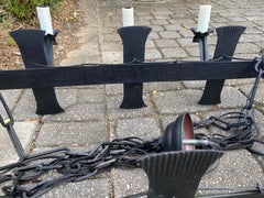 Early 20th Century French Rectangular Hand-Forged Iron Eight-Light Chandelier