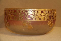 Early 20th Century French Red and Clear Glass Bowl with Gilt Bronze Overlay