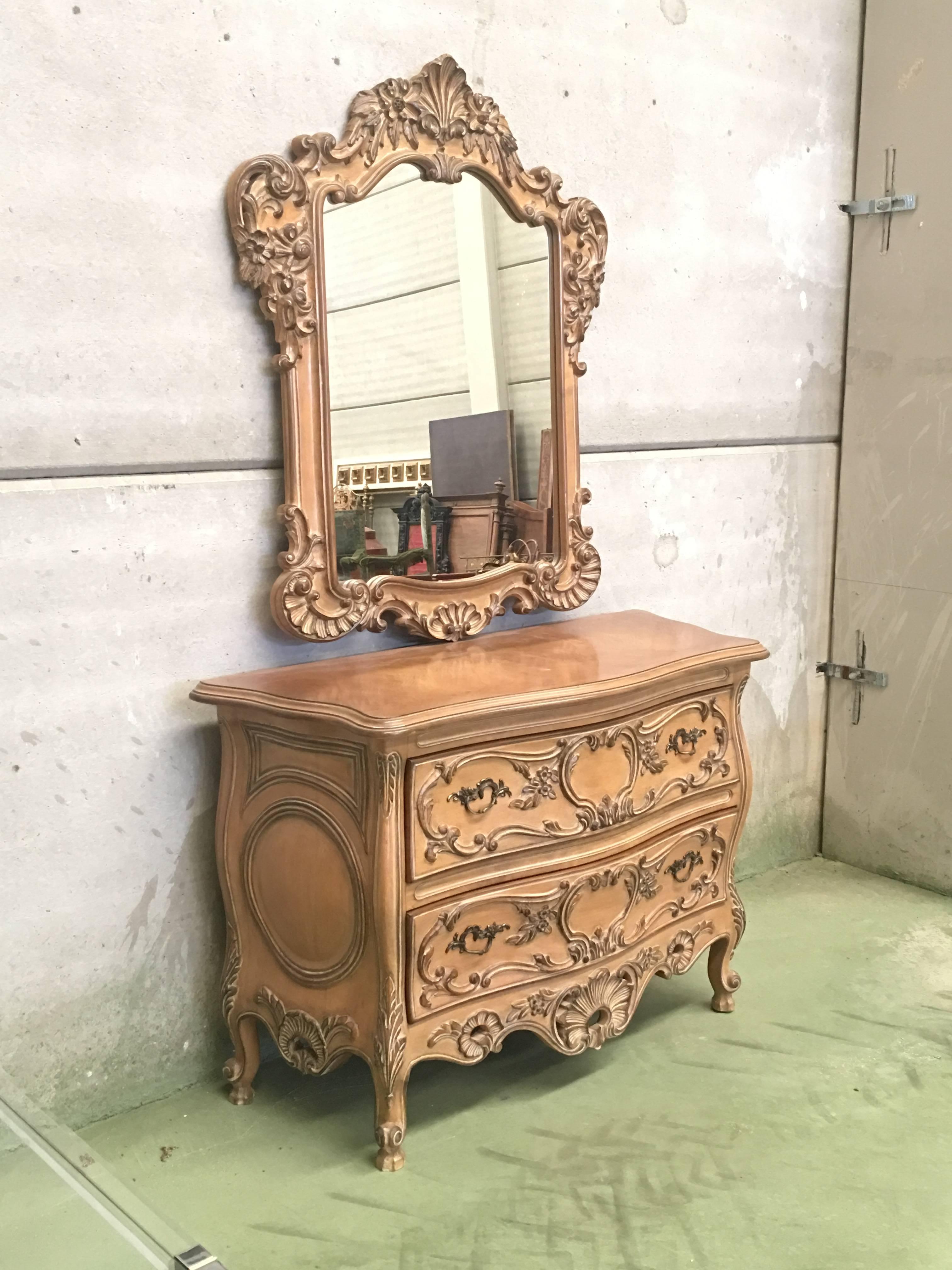 Régence Early 20th Century French Regence Carved Mirror with Chest of Three Drawers For Sale