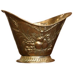 Early 20th Century French Repousse Brass Champagne Cooler with Fruit Decor