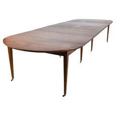 Early 20th Century French Restoration-Style Solid Walnut Extension Dining Table