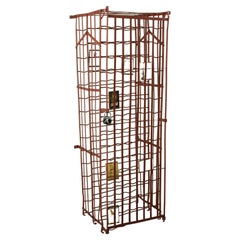 Antique Early 20th Century French Riveted Iron Wine Cage, Wine Rack for 150 Bottles