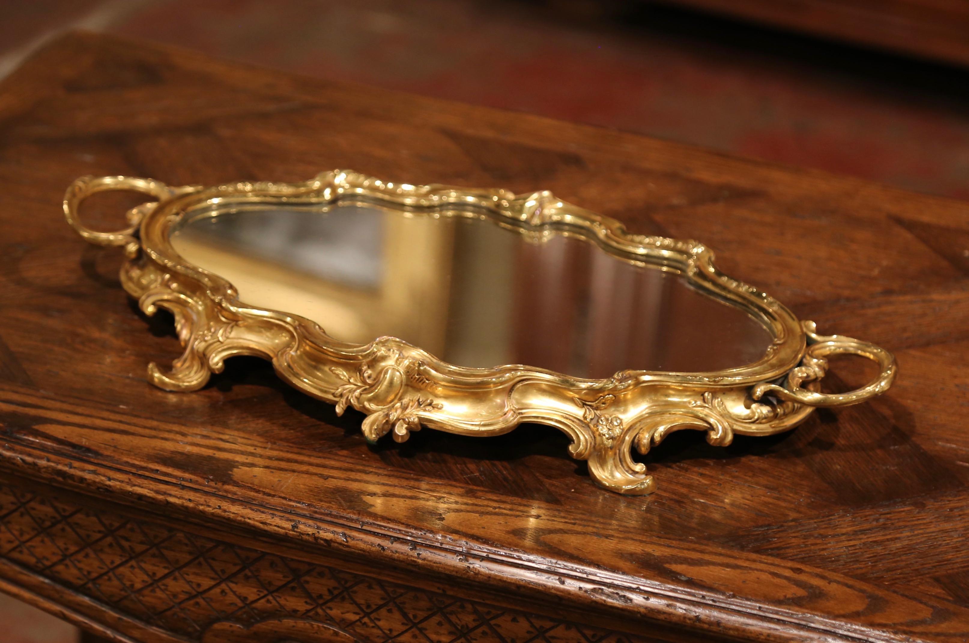 Gilt Early 20th Century French Rococo Bronze Dore Table Mirrored Plateau