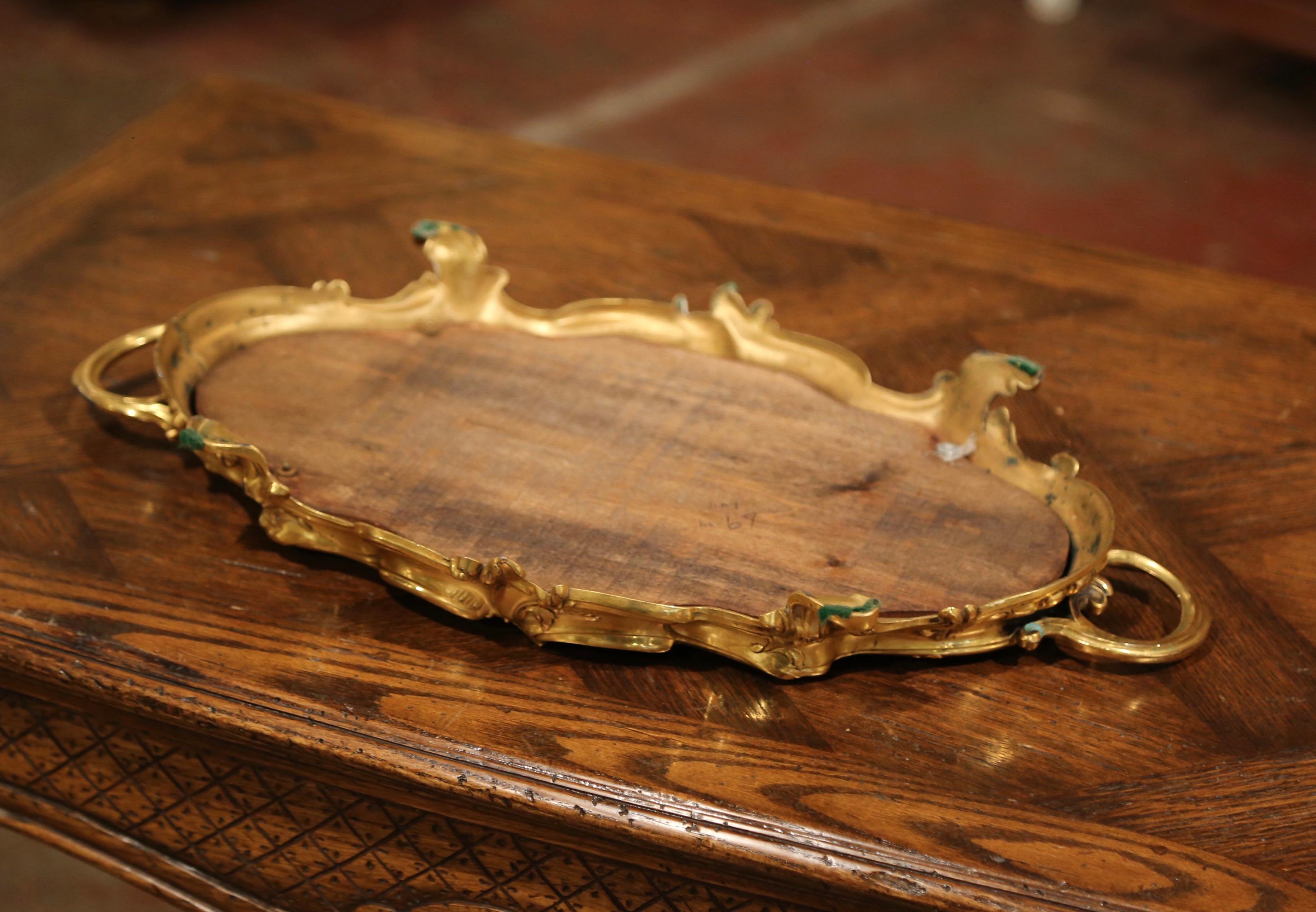 Early 20th Century French Rococo Bronze Dore Table Mirrored Plateau 3