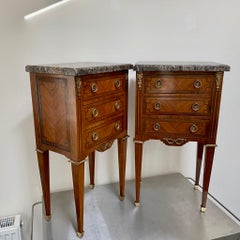 Early 20th Century French Rosewood and Inlaid Lamp Tables with Brass Mounts