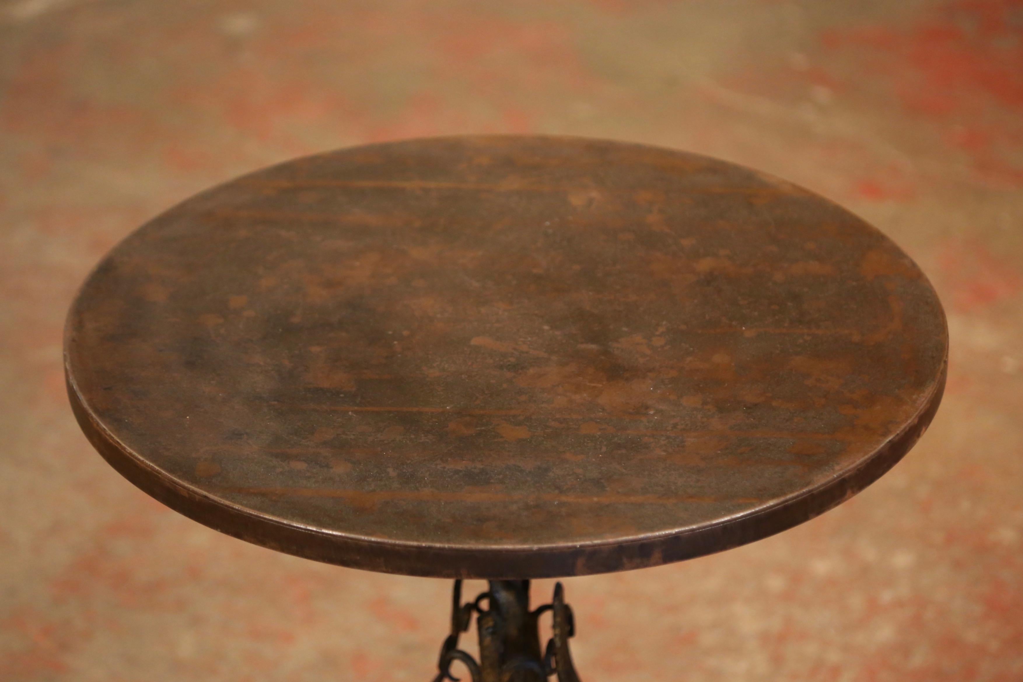 Early 20th Century French Rust and Gilt Painted Iron Pedestal Martini Side Table 2