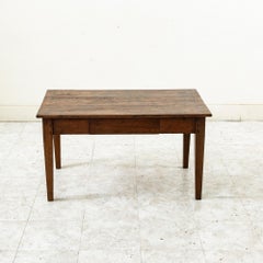 Early 20th Century French Rustic Oak Coffee Table, Cocktail Table from Normandy