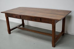 Early 20th Century French Rustic Oak & Elm Farmhouse Dining Table
