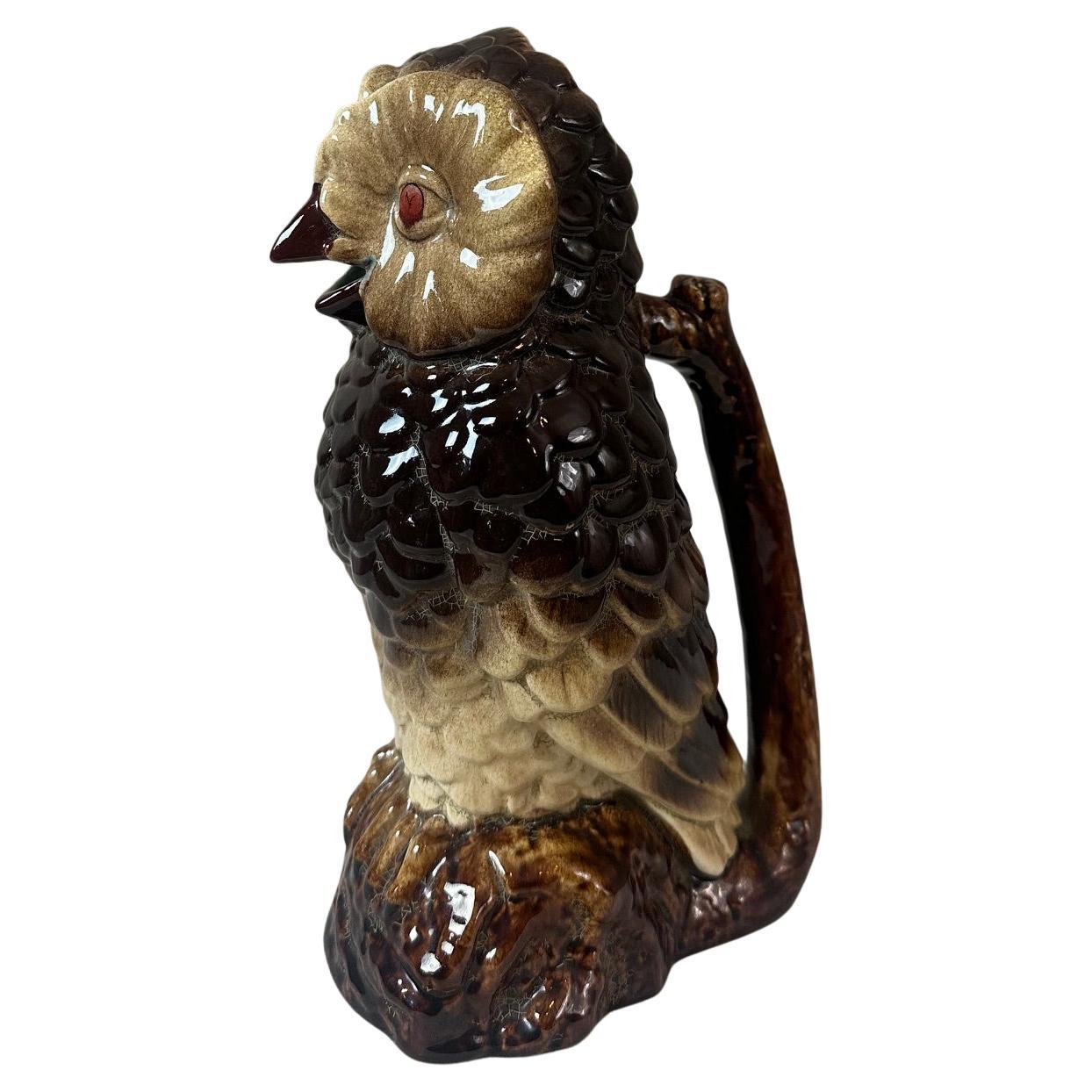 Französischer Saint Clément Barbotine Eulenkrug, 1900er Jahre, Anfang 20. im Angebot