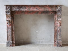 Early 20th Century French Sarrancolin Marble Fireplace, Pink & Gray Tones