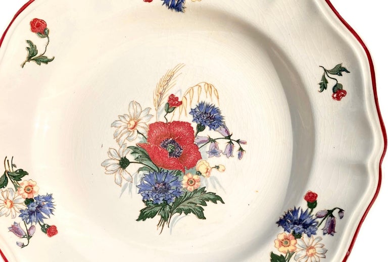 French Provincial Faience Dinnerware Set, 21 Pieces, Agreste