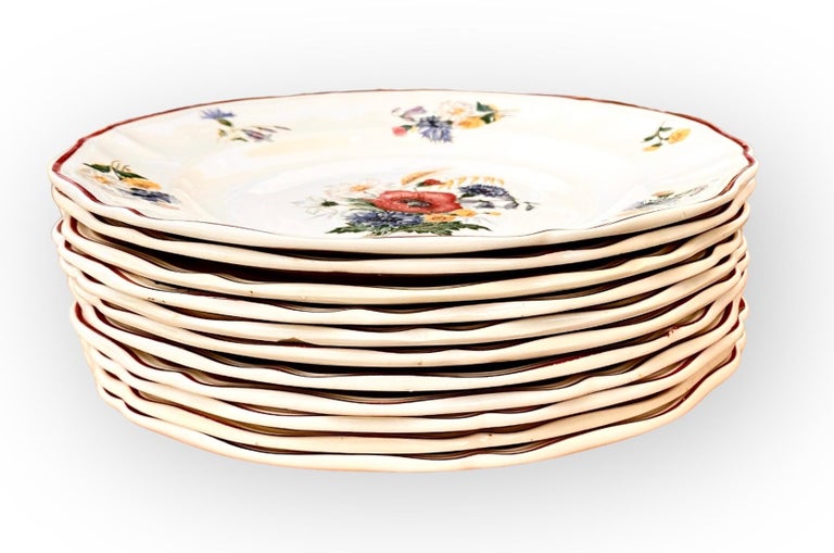 French Provincial Faience Dinnerware Set, 21 Pieces, Agreste