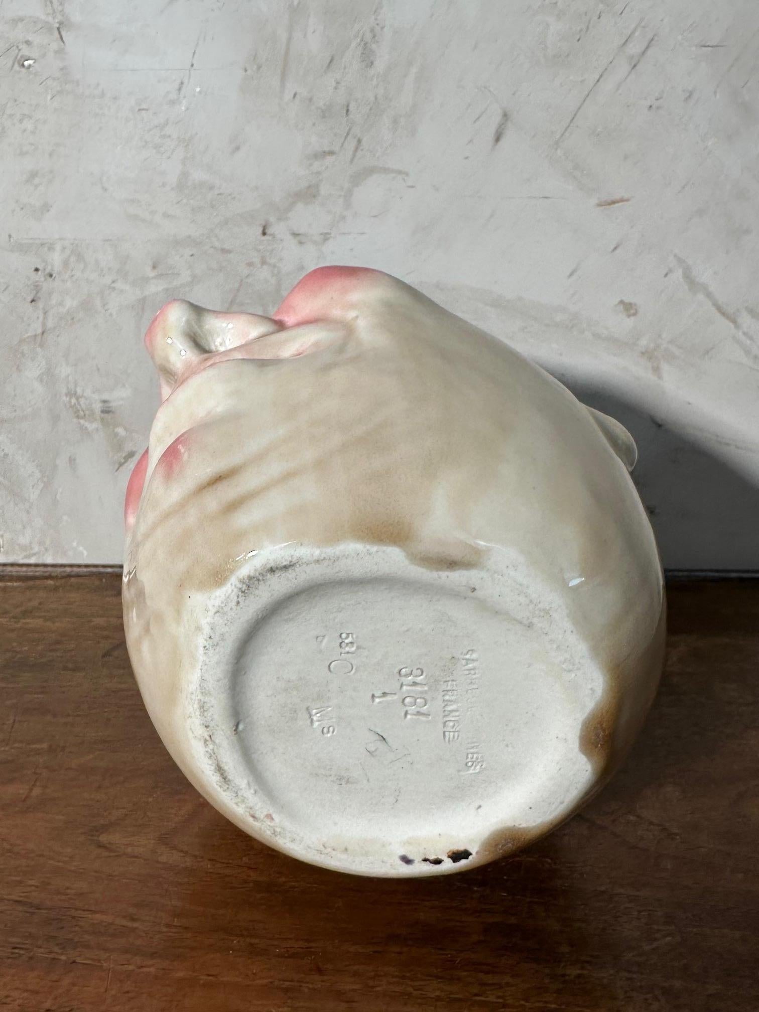 Jarra francesa de loza de Sarreguemines de principios del siglo XX, 1900 en venta 5