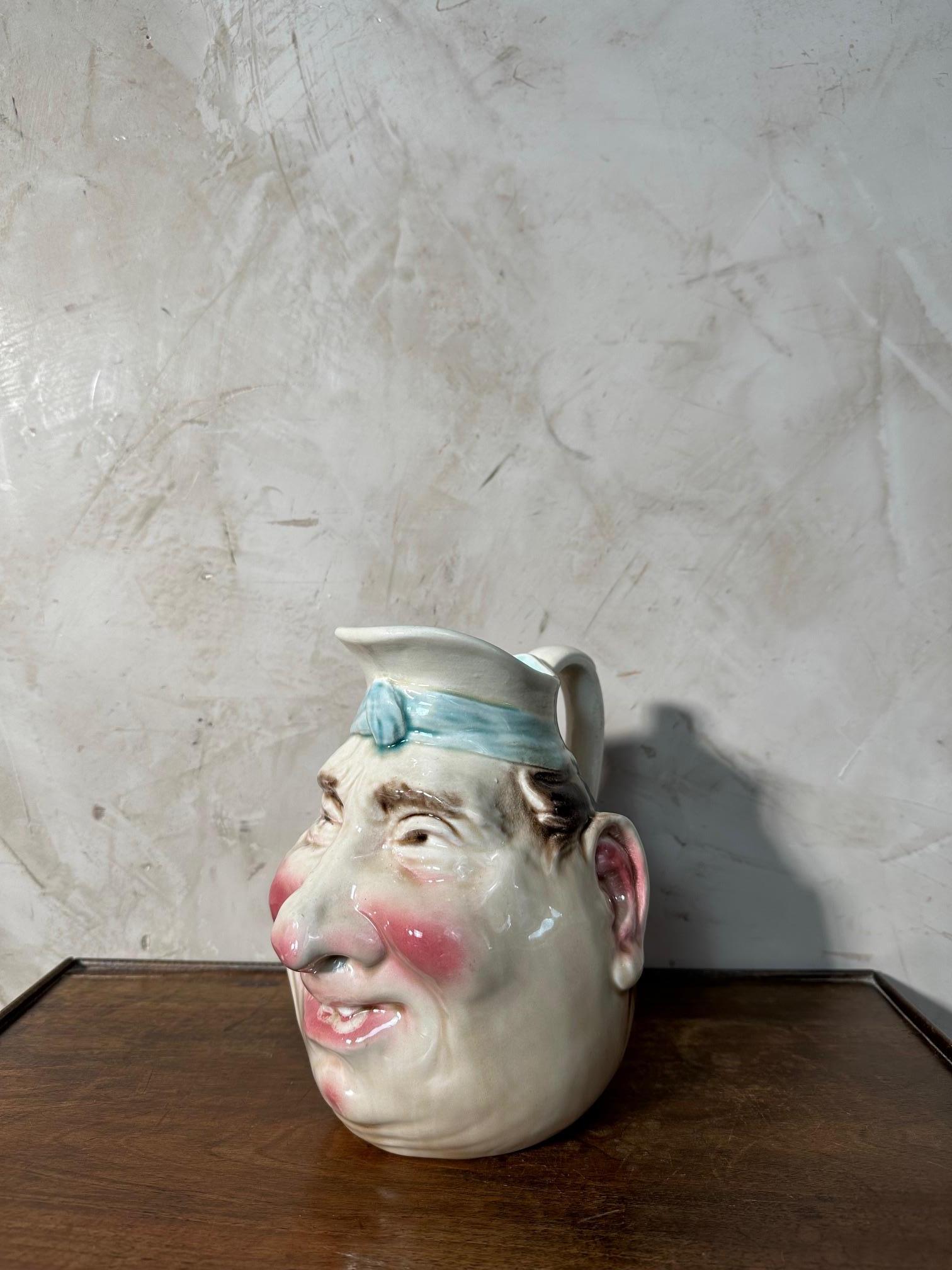 Jarra francesa de loza de Sarreguemines de principios del siglo XX, 1900 Francés en venta