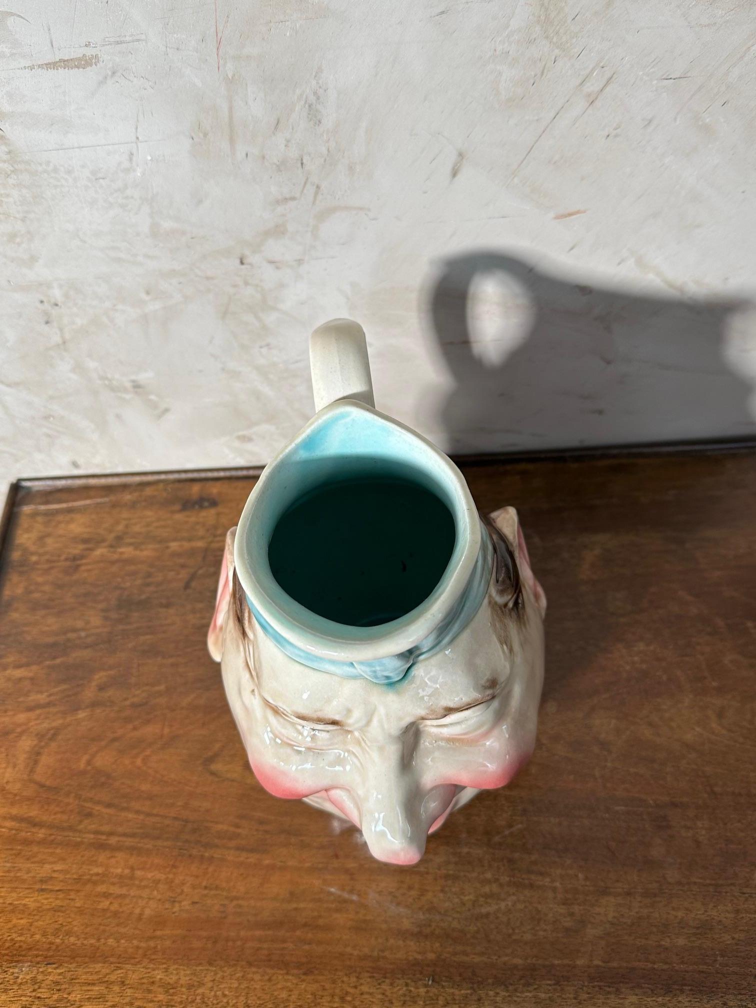 Jarra francesa de loza de Sarreguemines de principios del siglo XX, 1900 en venta 4