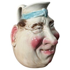 Early 20th century French Sarreguemines Earthenware Pitcher, 1900s