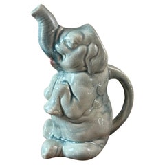Early 20th century French Sarreguemines Elephant Barbotine Pitcher, 1900s