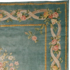 Early 20th Century Blue Floral French Savonnerie Rug