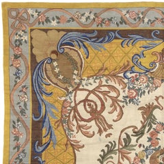 Early 20th Century French Blue and Yellow Floral Savonnerie Rug