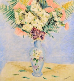 Fiori in un vaso - Grande dipinto post impressionista francese dei primi del Novecento