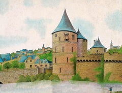 Château de Fougères - Large Early 20th Century French Naive Landscape Painting