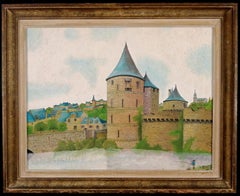 Château de Fougères - Large Early 20th Century French Naive Landscape Painting