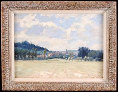 Landscape with Distant Town - Vintage French Impressionist Impasto Oil Painting