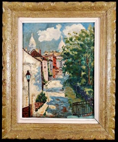 Montmartre - Early 20th Century French Impressionist Paris Street Oil Painting