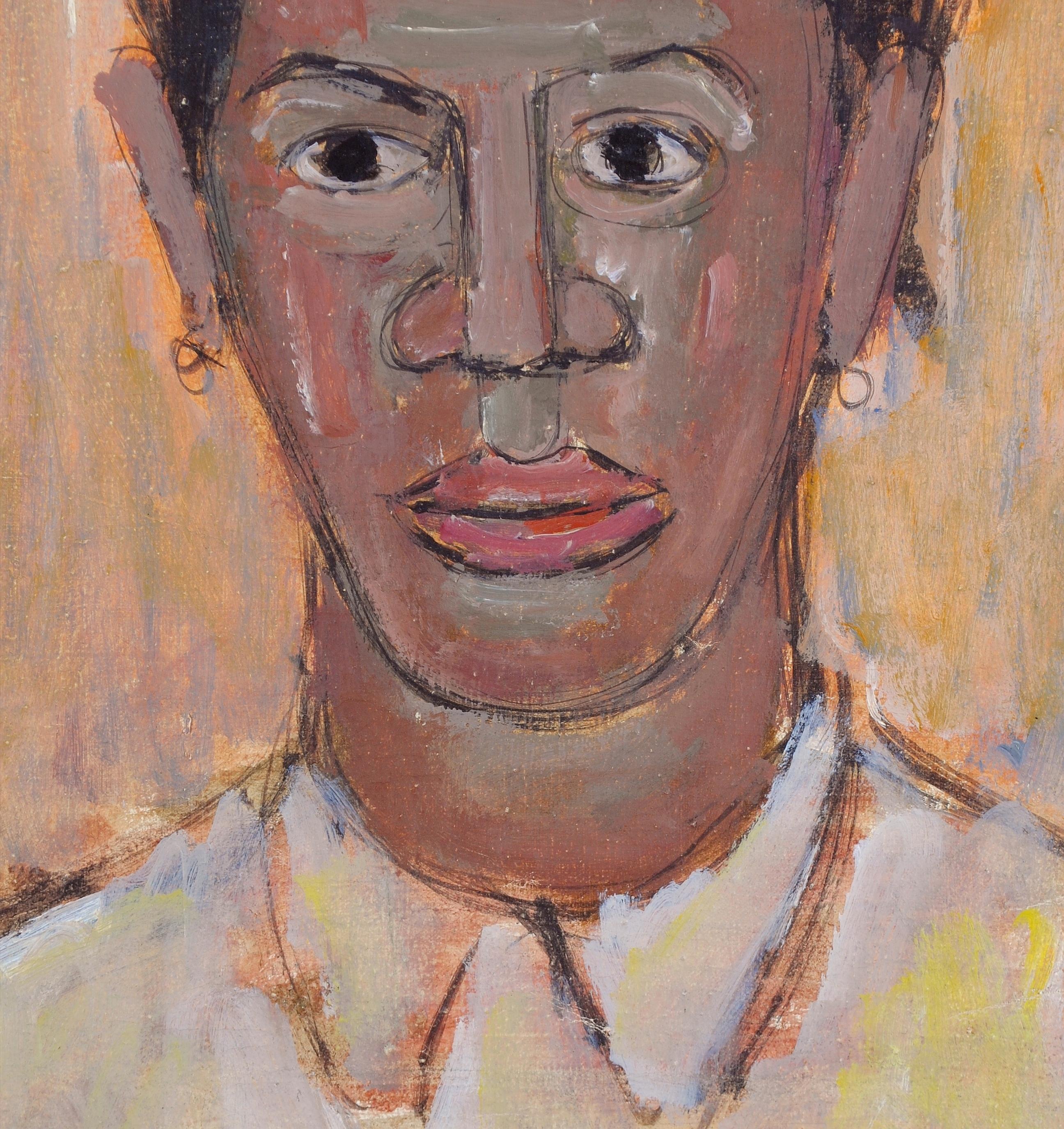 A superb early 20th century French expressionist oil on canvas head and shoulders portrait of a black man wearing a yellow shirt.

Excellent quality  and very interesting work, presented in a carved Montparnasse frame of the period.

When we