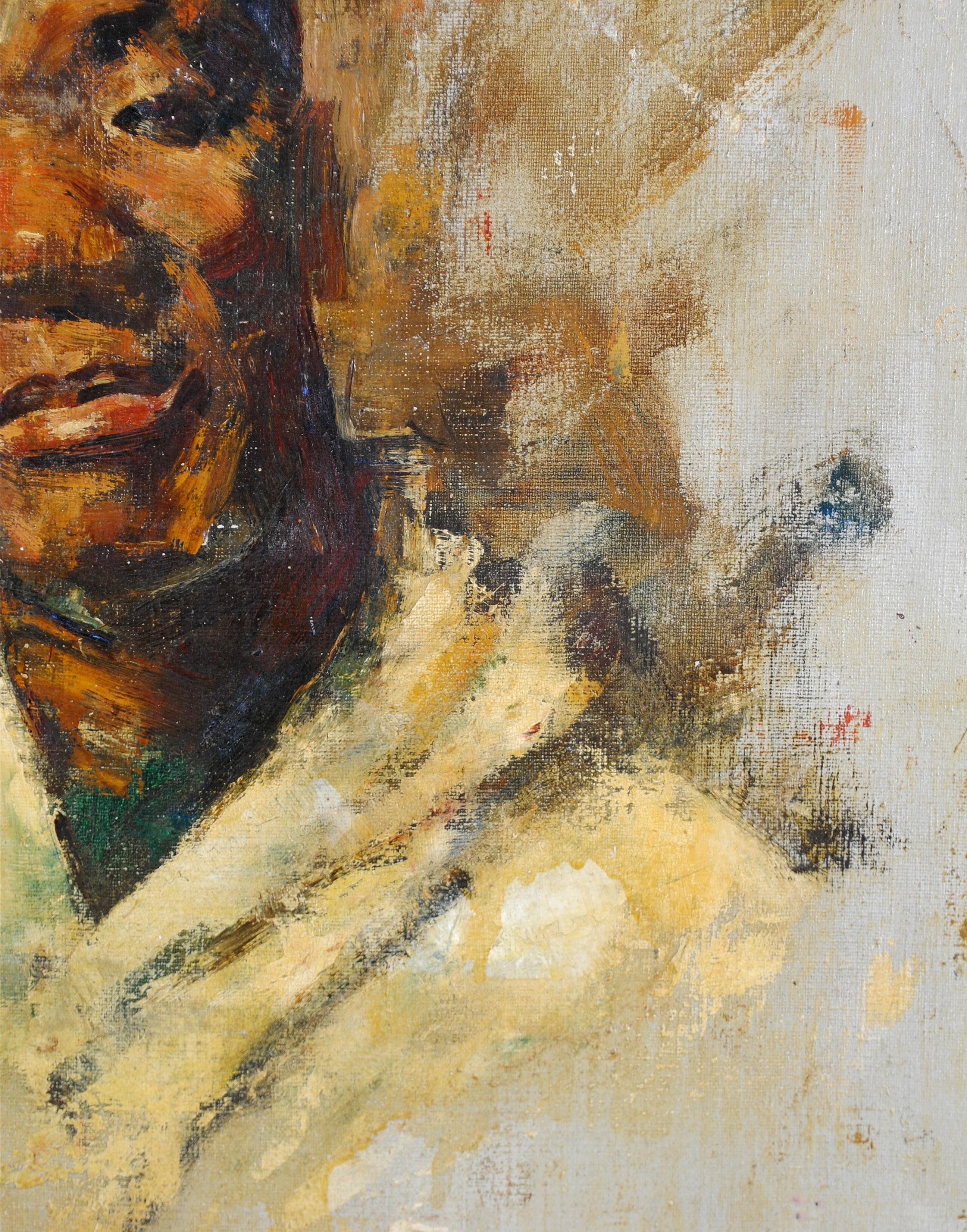 Portrait of an African Man - Early 20th Century French Impressionist Painting For Sale 7