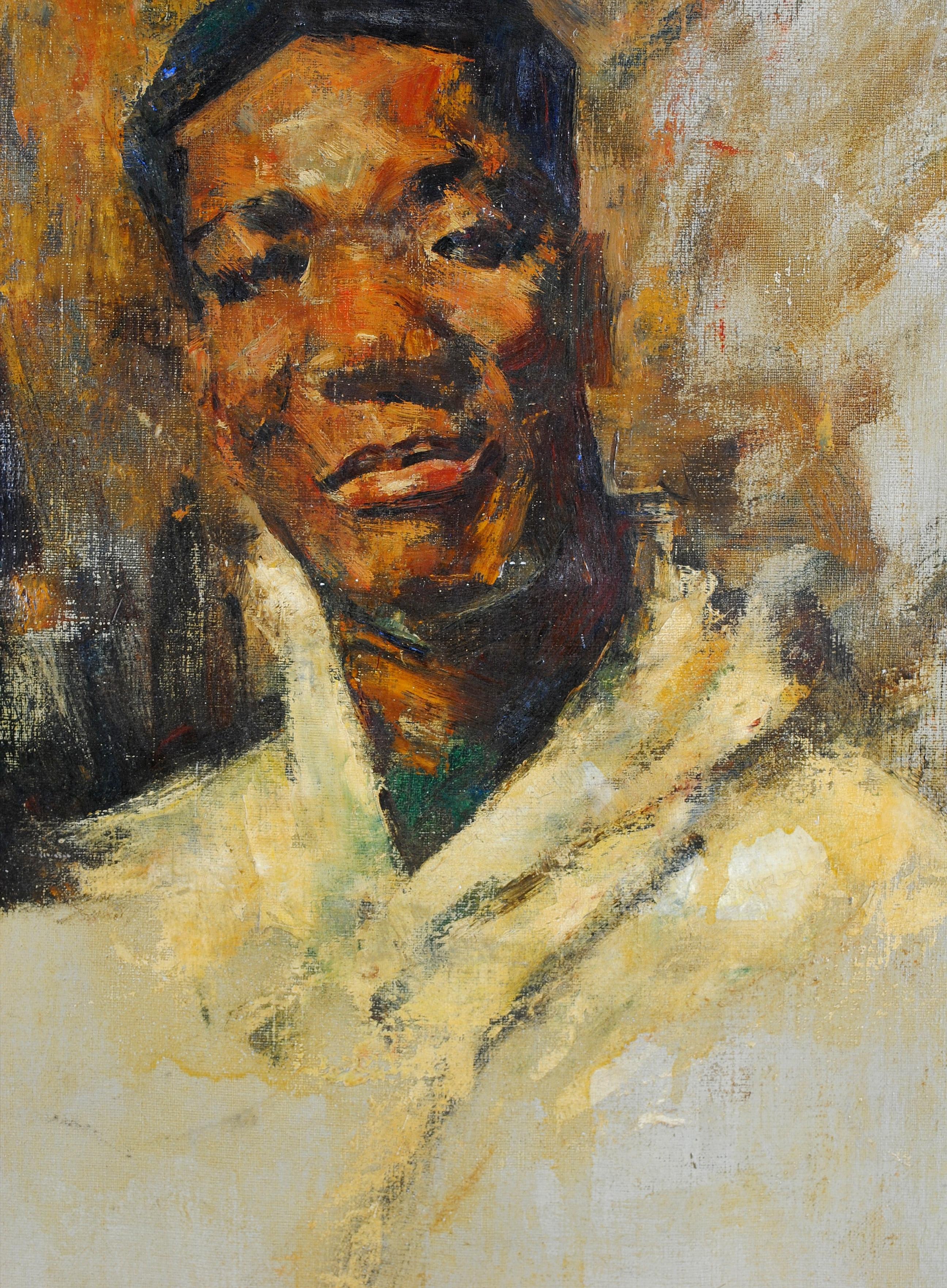 Portrait of an African Man - Early 20th Century French Impressionist Painting For Sale 1