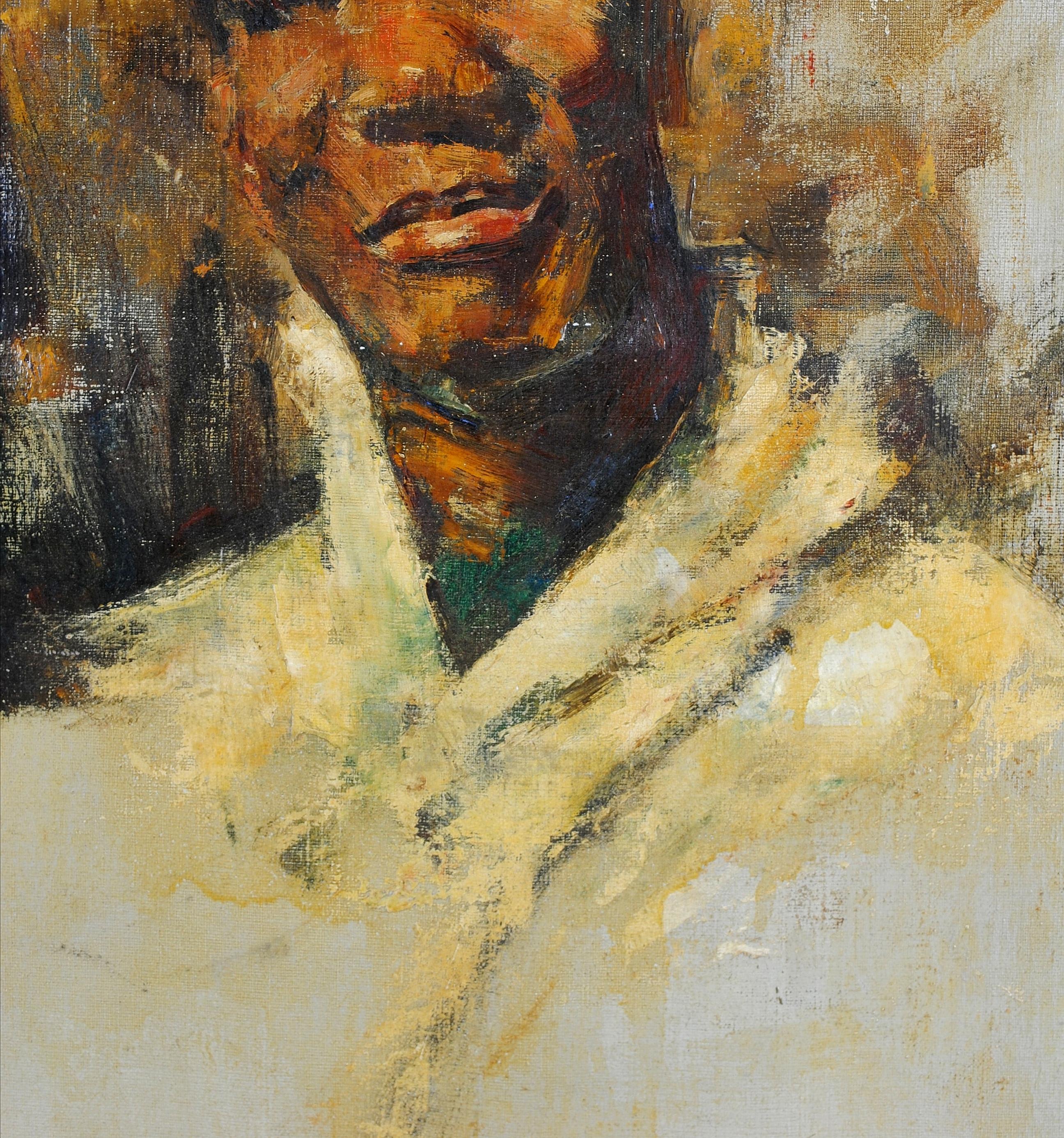 Portrait of an African Man - Early 20th Century French Impressionist Painting For Sale 2