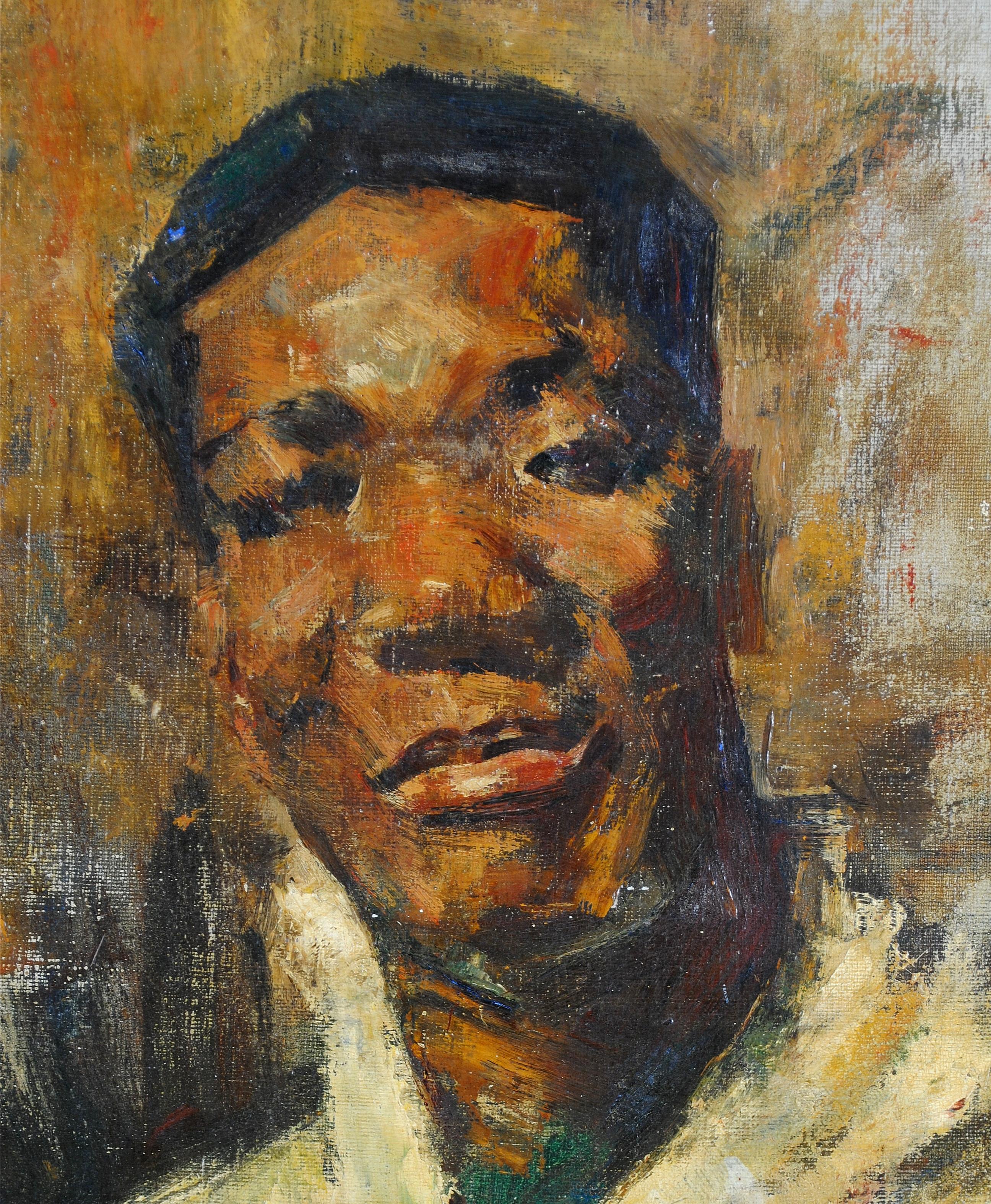 Portrait of an African Man - Early 20th Century French Impressionist Painting For Sale 3