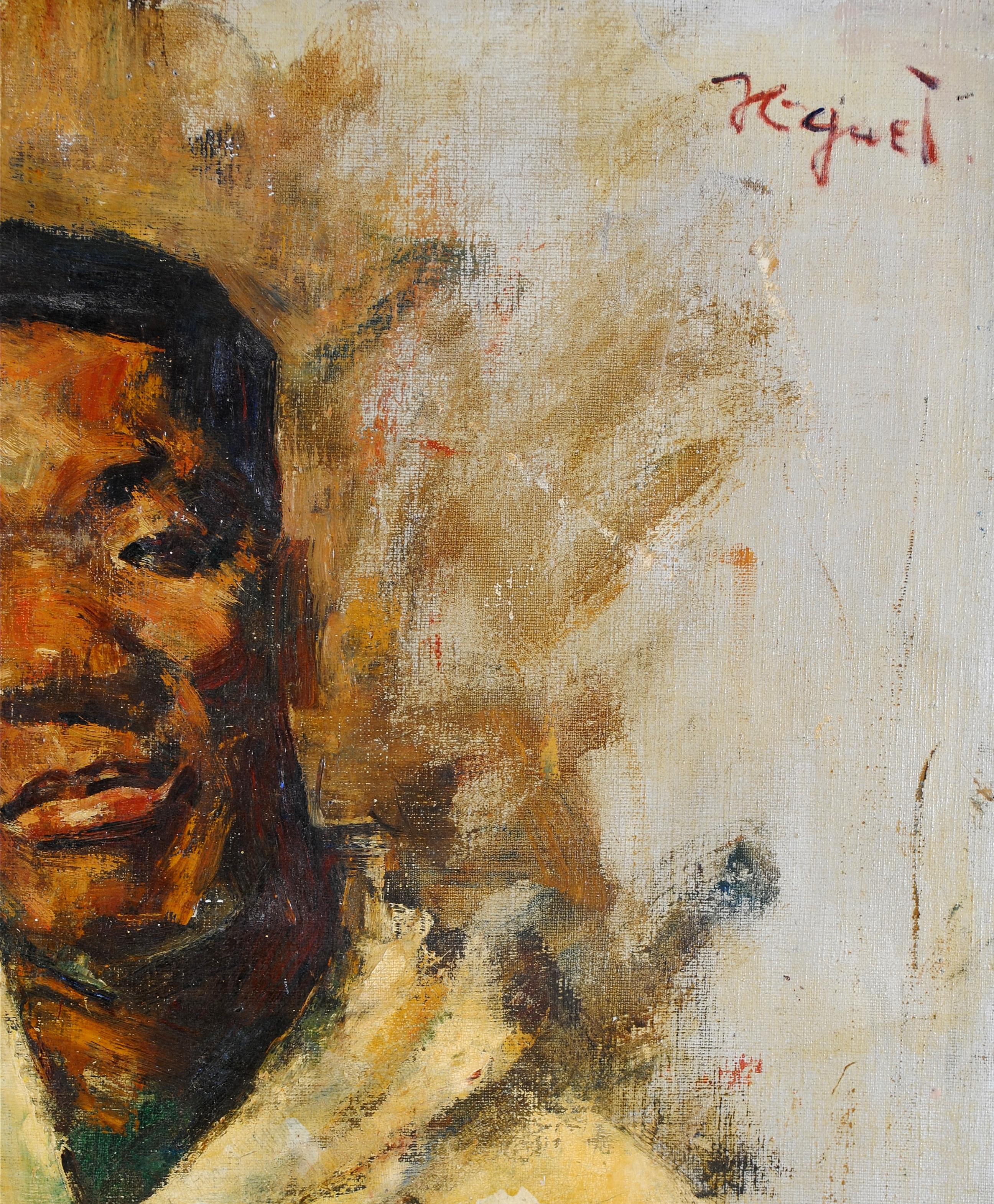 Portrait of an African Man - Early 20th Century French Impressionist Painting For Sale 5