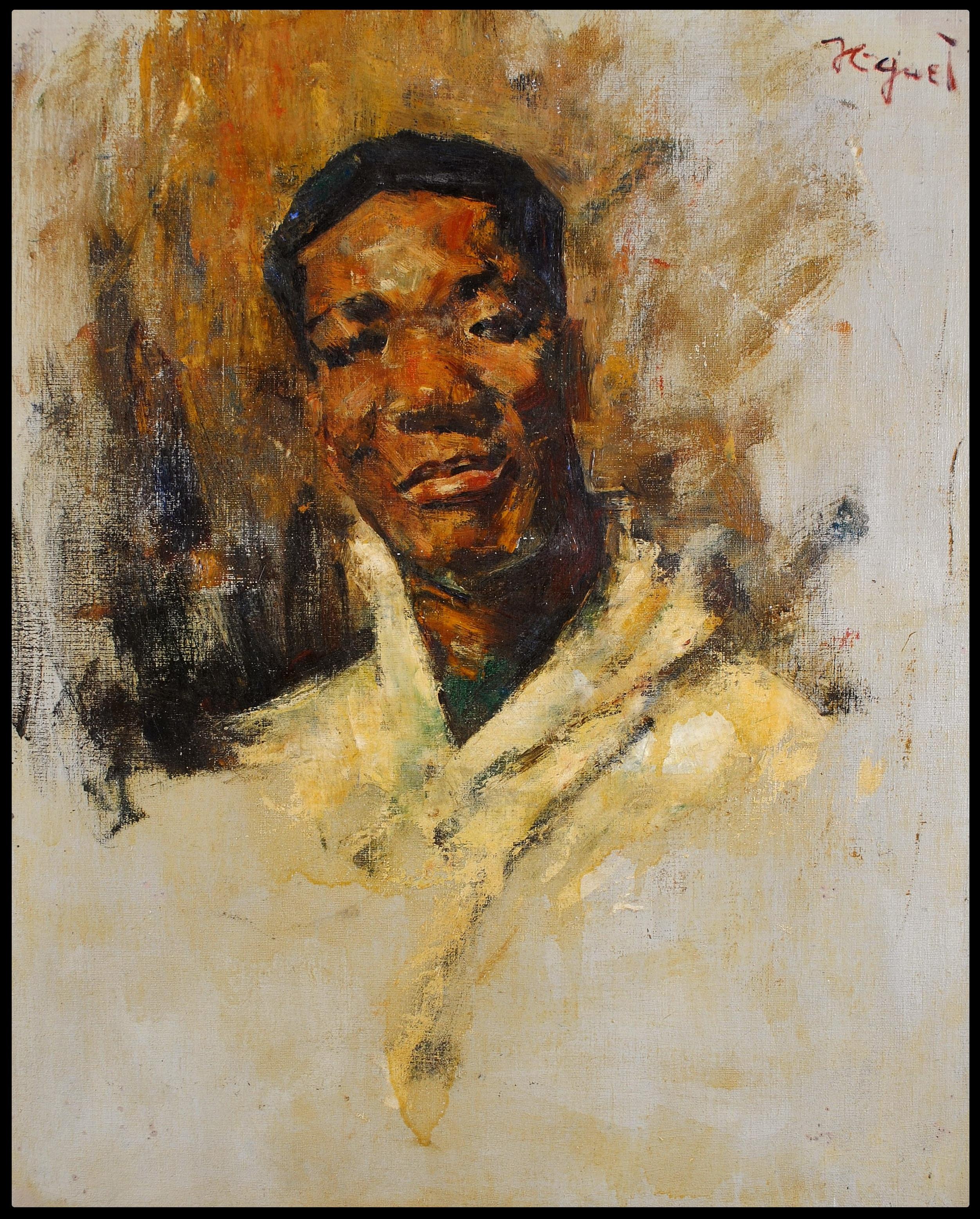 Ritratto di uomo africano - Pittura impressionista francese del primo Novecento