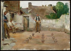Quilles de Neuf - Early 20th Century French Figurative Oil on Canvas Painting
