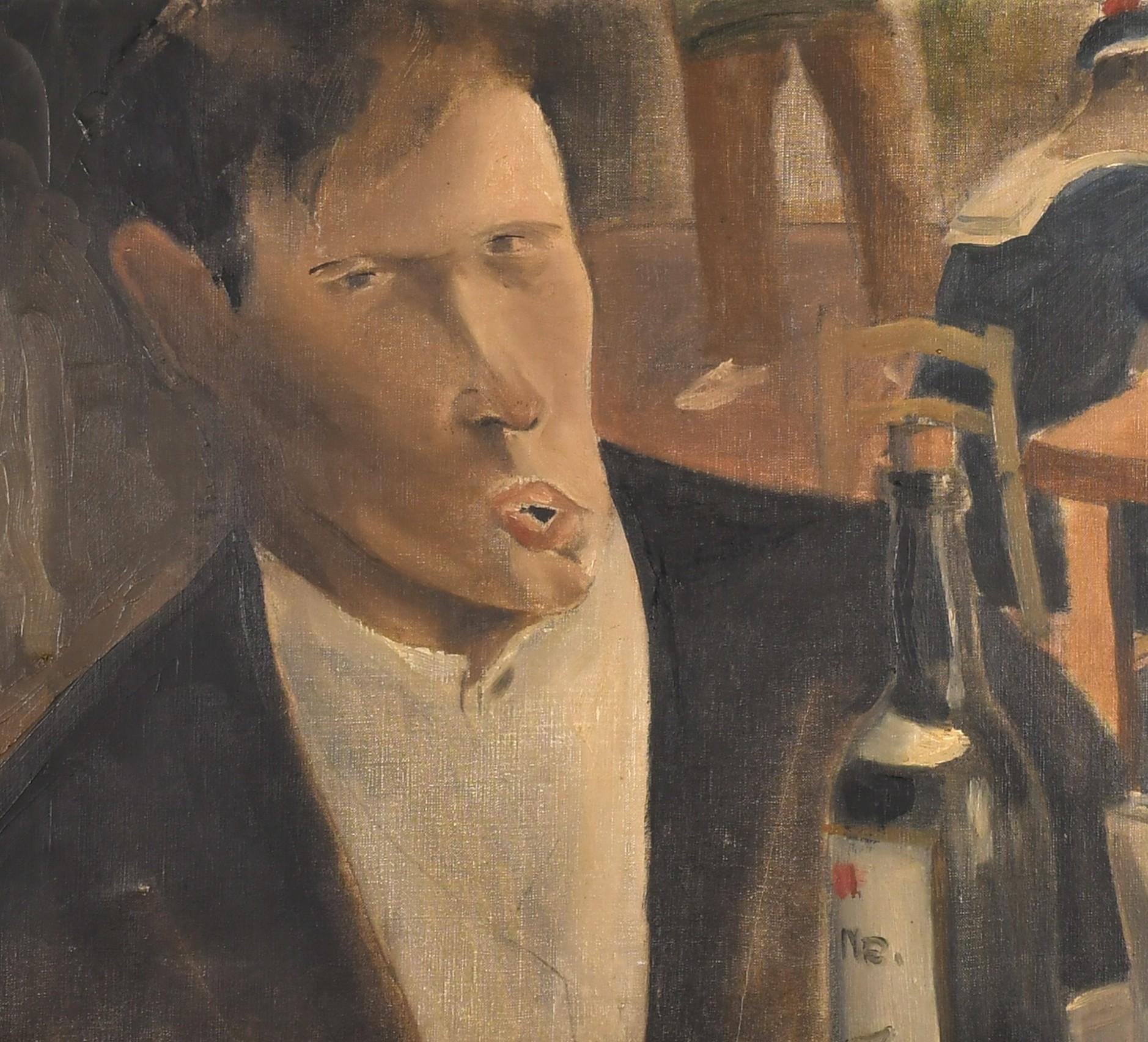 Le buveur - Peinture à l'huile post-impressionniste française du début du 20e siècle - Post-impressionnisme Painting par Early 20th Century French School