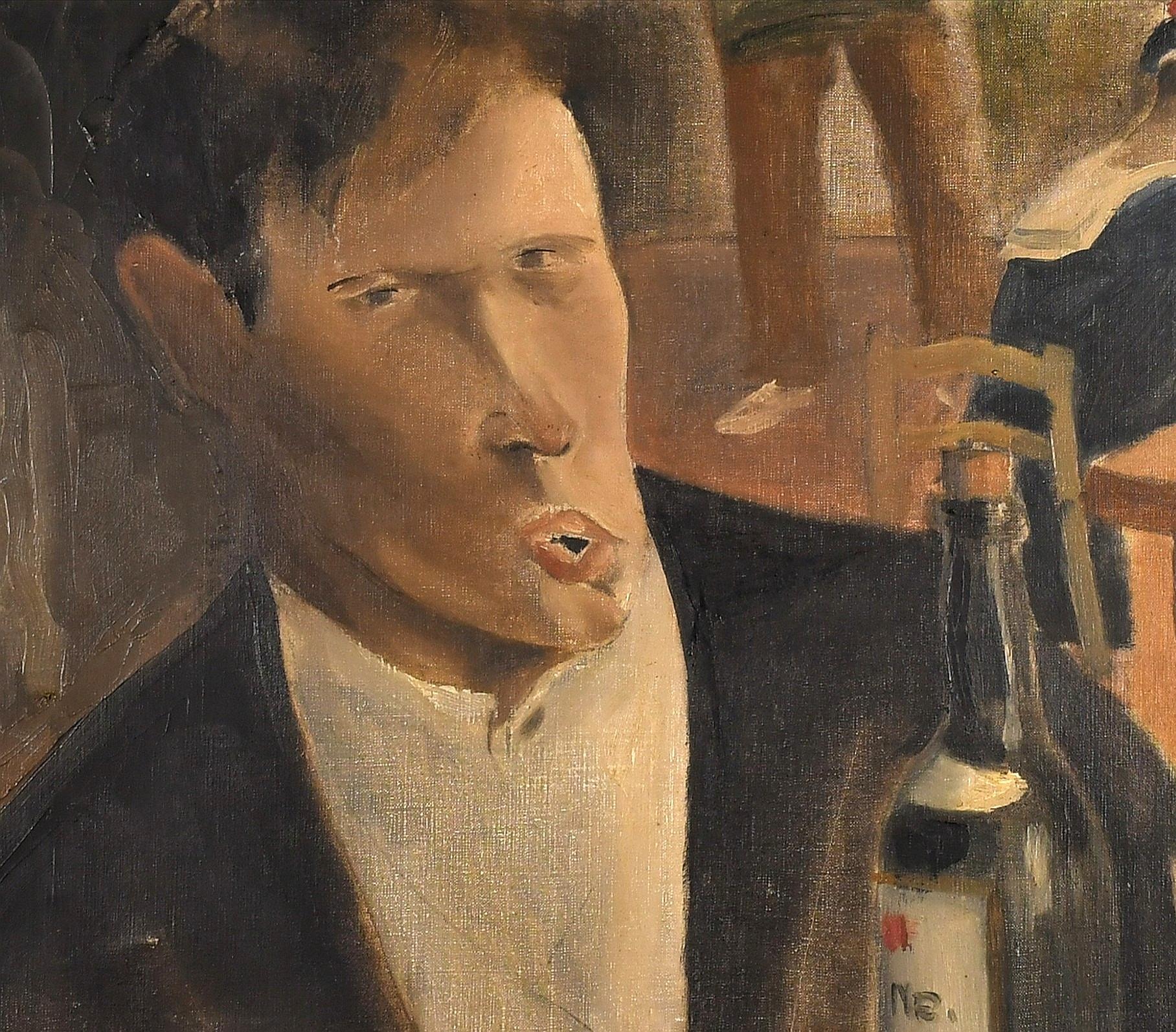 Il bevitore - Pittura ad olio francese post impressionista di Parigi dei primi del Novecento - Painting Postimpressionismo di Early 20th Century French School