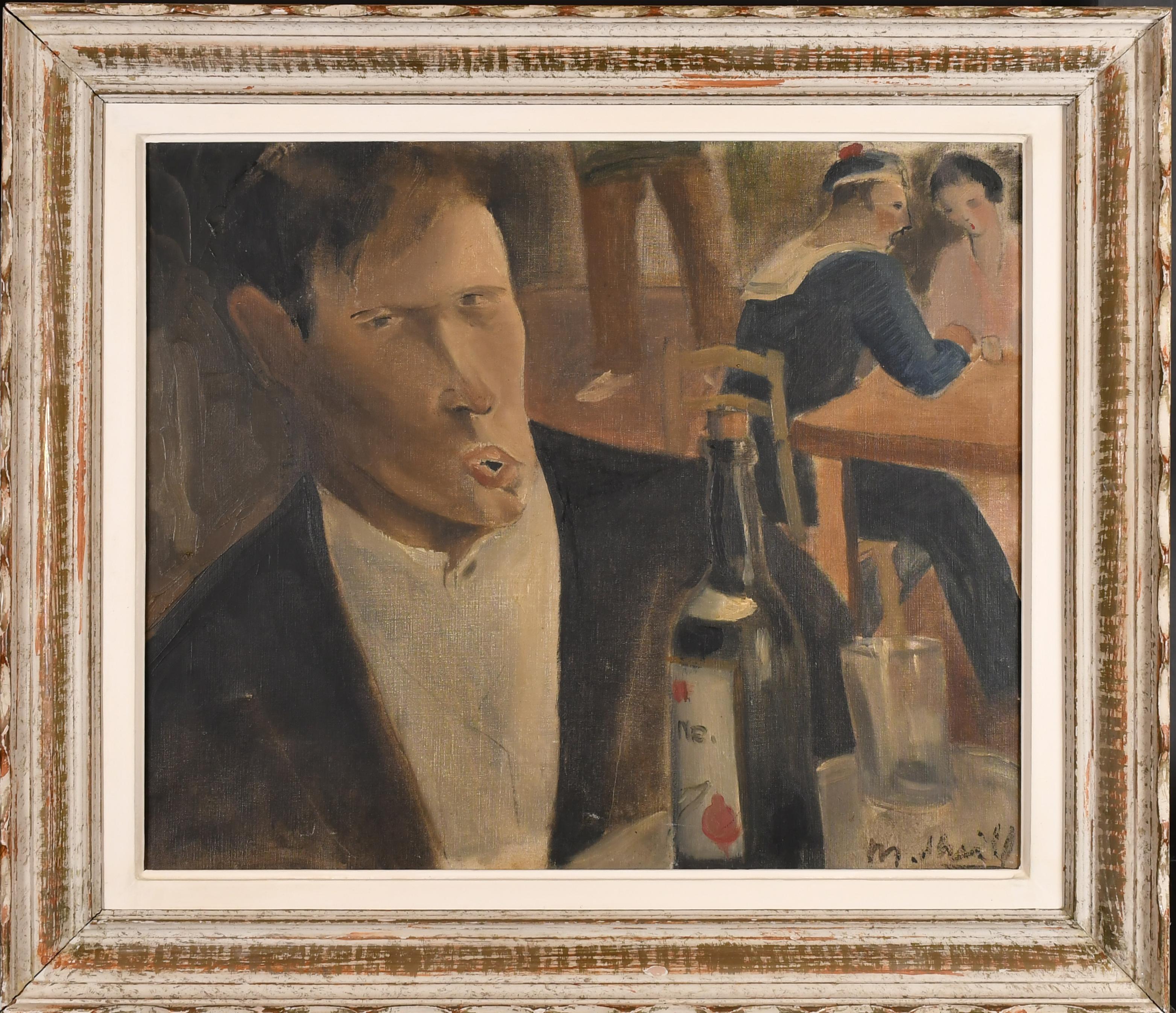 The Drinker - Early 20th Century French Post Impressionist Paris Oil Painting