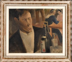 The Drinker - Early 20th Century French Post Impressionist Paris Oil Painting