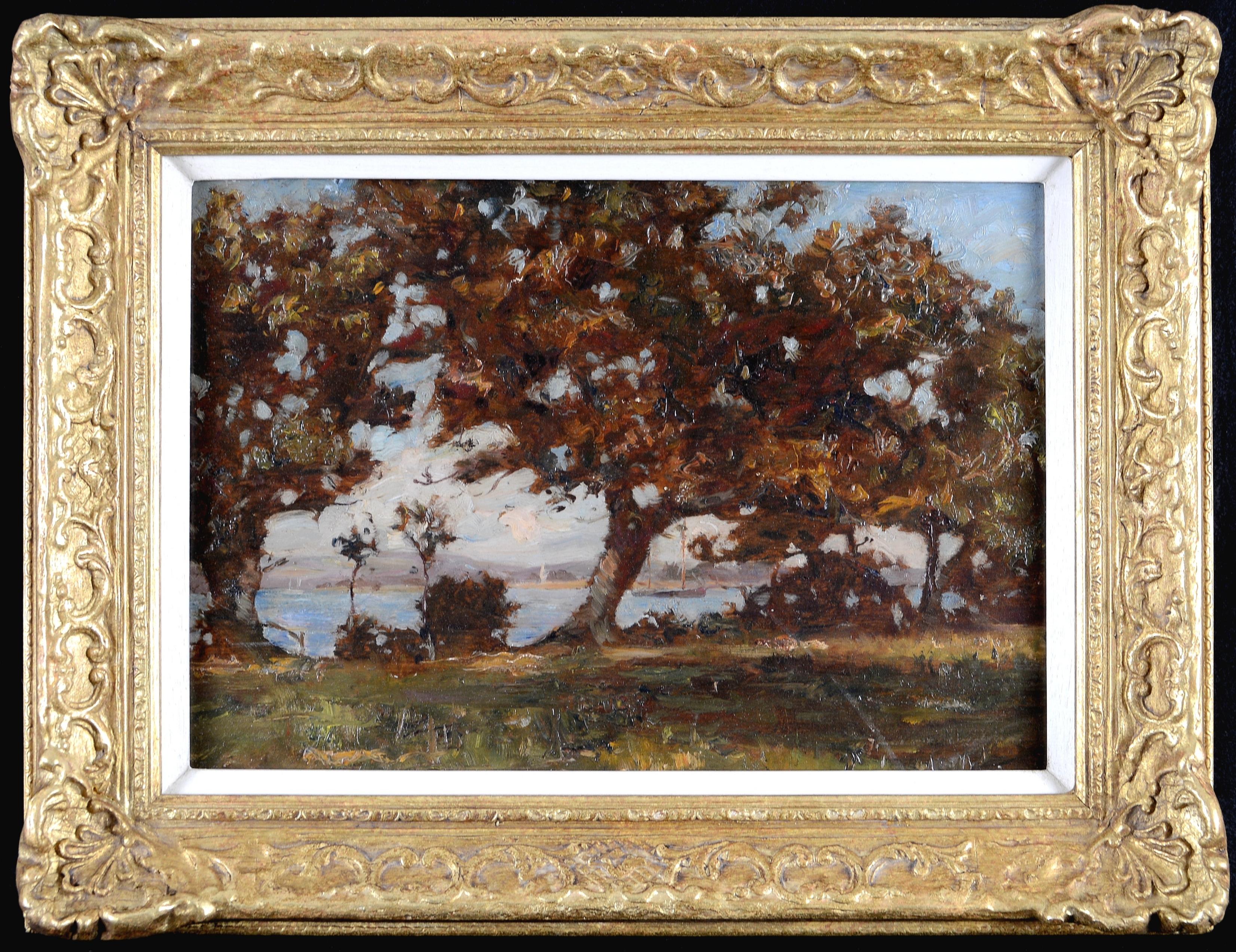 Bewaldete Flusslandschaft - Frühes 20. Jahrhundert Französischer Impressionist Ölgemälde